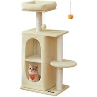 FEANDREA Kratzbaum mit 2 Höhlen, für Mehrkatzenhaushalte beige von FEANDREA