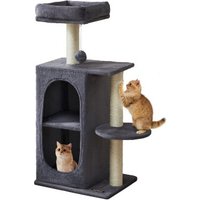 FEANDREA Kratzbaum mit 2 Höhlen, für Mehrkatzenhaushalte dunkelgrau von FEANDREA