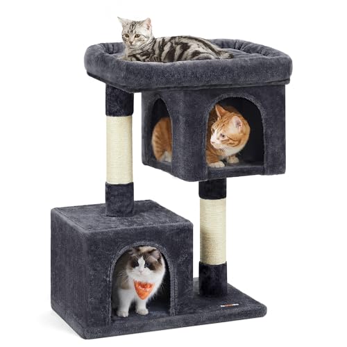 Feandrea Kratzbaum, 84 cm Katzenbaum, L, Katzenhaus für große Katzen bis zu 7 kg, große Plattform, 2 Katzenhöhlen, Sisalstämme, rauchgrau PCT61G Feandrea Kratzbaum, 84 cm Katzenbaum, L, Katzenhaus für große Katzen bis zu 7 kg, große Plattform, 2 Katzenhöhlen, Sisalstämme, rauchgrau PCT61G von Feandrea