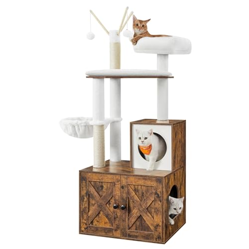 Feandrea Kratzbaum mit Katzenklo-Schrank, 151 cm hoch, 2-in-1 Katzenbaum, Schrank für Katzentoilette, mit Sisalstämmen, abnehmbaren Plüschbällen, vintagebraun PCT113X01 Feandrea Kratzbaum mit Katzenklo-Schrank, 151 cm hoch, 2-in-1 Katzenbaum, Schrank für Katzentoilette, mit Sisalstämmen, abnehmbaren Plüschbällen, vintagebraun PCT113X01 von Feandrea