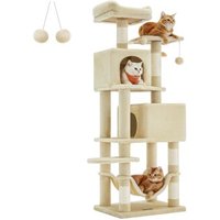 FEANDREA Kratzbaum mit weichem Plüsch und 2 Höhle 155 cm beige FEANDREA Kratzbaum mit weichem Plüsch und 2 Höhle 155 cm beige von FEANDREA