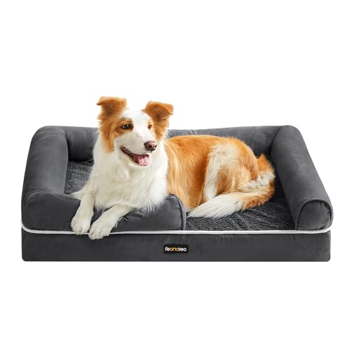 Feandrea Orthopädisches Hundebett, Hundekissen, Hundekorb, weiche Polsterung, Hundesofa, erhöhte Ränder, Bezug abnehmbar und waschbar, 91 x 71 x 20 cm, rutschfeste Unterseite, dunkelgrau PGW076G01 Feandrea Orthopädisches Hundebett, Hundekissen, Hundekorb, weiche Polsterung, Hundesofa, erhöhte Ränder, Bezug abnehmbar und waschbar, 91 x 71 x 20 cm, rutschfeste Unterseite, dunkelgrau PGW076G01 von Feandrea