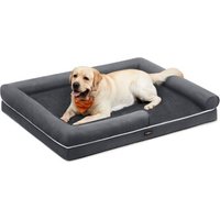 FEANDREA Orthopädisches Hundebett, Hundekissen, erhöhte Ränder, abnehmbar und waschbar schiefergrau XXXL von FEANDREA