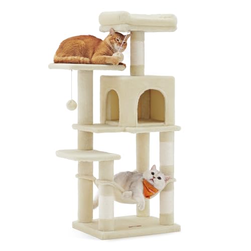 Feandrea Kratzbaum, 112 cm hoch, Katzenbaum, mehrstöckiges Katzenhaus, mit 4 Kratzsäulen, 2 Plattformen, Hängematte, Höhle, beige PCT261M01 Feandrea Kratzbaum, 112 cm hoch, Katzenbaum, mehrstöckiges Katzenhaus, mit 4 Kratzsäulen, 2 Plattformen, Hängematte, Höhle, beige PCT261M01 von Feandrea
