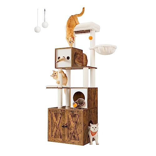 Feandrea Kratzbaum, Katzenbaum mit Katzenklo-Schrank, 180 cm hoch, Katzenkratzbaum, Kratzsäule, Plattform, waschbares Kissen, vintagebraun PCT116X01 Feandrea Kratzbaum, Katzenbaum mit Katzenklo-Schrank, 180 cm hoch, Katzenkratzbaum, Kratzsäule, Plattform, waschbares Kissen, vintagebraun PCT116X01 von Feandrea