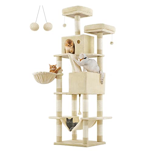 Feandrea Kratzbaum groß, 206 cm hoch, XXL Katzenbaum, mit 13 Kratzsäulen, 2 Plattformen, 2 Höhlen, Korb, Hängematte, Plüschbälle, mehrstöckiger Katzenkratzbaum, beige PCT190M01 Feandrea Kratzbaum groß, 206 cm hoch, XXL Katzenbaum, mit 13 Kratzsäulen, 2 Plattformen, 2 Höhlen, Korb, Hängematte, Plüschbälle, mehrstöckiger Katzenkratzbaum, beige PCT190M01 von Feandrea