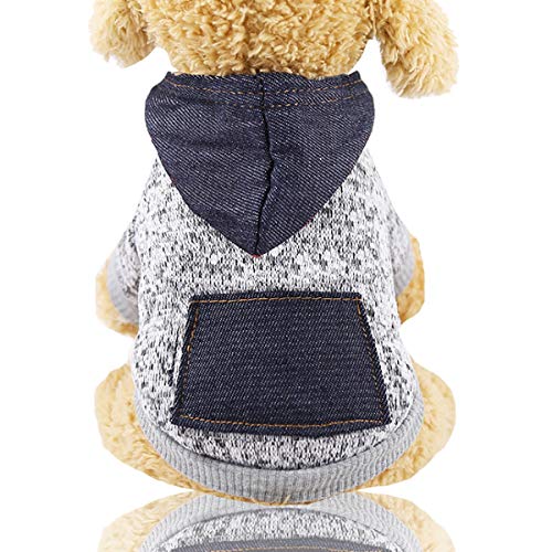 FEDBNET Hunde-Sweatshirt, Dicker Nadelstoff, Denim-Tasche, Wollpullover, für Hunde und Katzen von FEDBNET