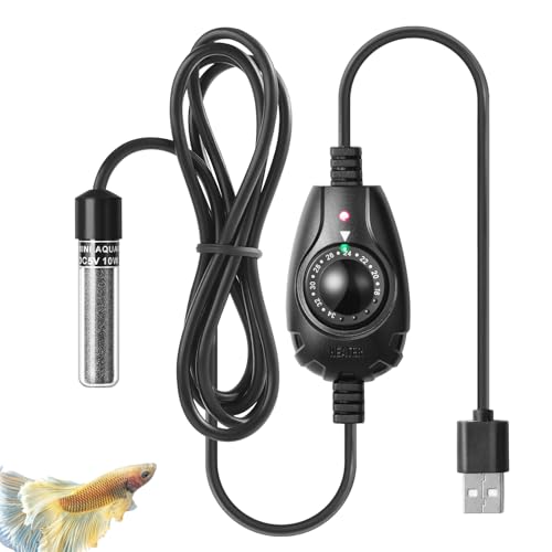 FEDOUR USB Mini Aquarium Heizung 10W Aquarium Heizstab, Aquarium Heizstab mit externem Temperaturregler, Tauchbare kleine Aquarienheizung für 1-10L Aquarium, Fischschalen, Nano Aquarium, Betta von FEDOUR