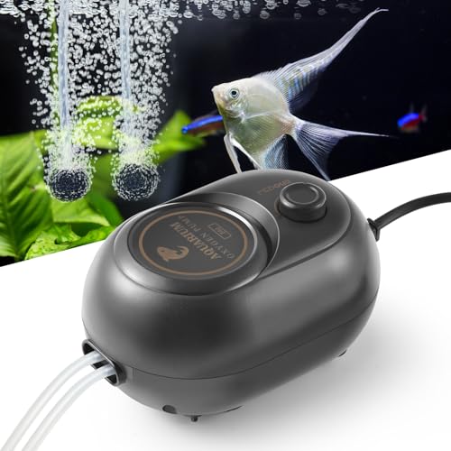 FEDOUR 2.5W 4W 6W Aquarium Luftpumpe, Leistungsstarke Einstellbare Sauerstoffpumpe für bis zu 1200L Aquarien und Schildkrötenbecken, Leiser Aquarium Luftsprudler von FEDOUR