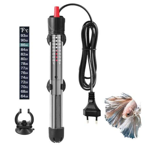 FEDOUR 100W 40-120L Aquarium Heizung, Verdicktes Quarzglas Aquarienheizer, Temperatur Einstellbare Aquarium Heizer Mit Saugnäpfen/Thermostat von FEDOUR