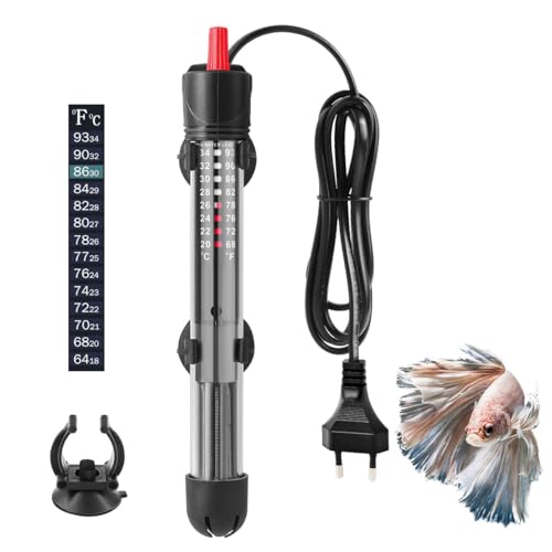FEDOUR 50W 15-50L Aquarium Heizung, Verdicktes Quarzglas Aquarienheizer, Temperatur Einstellbare Aquarium Heizer Mit Saugnäpfen/Thermostat von FEDOUR