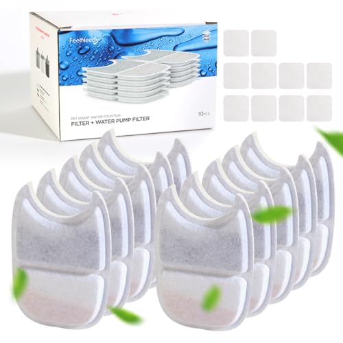 10 Packung Ersatz Filter und Vorgefilterter Schwämme für FEELNEEDY 4L Trinkbrunnen für Katzen mit Bewegungssensor (YPD-C004) von FEELNEEDY