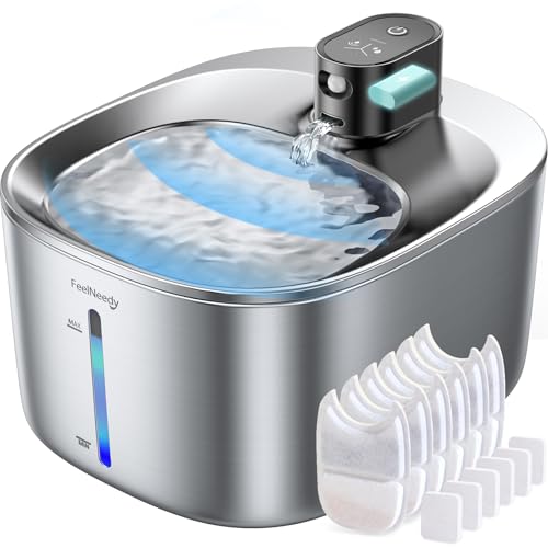 Batteriebetriebener Katzentrinkbrunnen Kabellos mit Bewegungsmelder aus Edelstahl Trinkbrunnen für Katzen mit Sensor, FEELNEEDY 4L Katzenbrunnen Ohne Strom Leiser mit 6 Filter+12 Schwämme-INOX Batteriebetriebener Katzentrinkbrunnen Kabellos mit Bewegungsmelder aus Edelstahl Trinkbrunnen für Katzen mit Sensor, FEELNEEDY 4L Katzenbrunnen Ohne Strom Leiser mit 6 Filter+12 Schwämme-INOX von FEELNEEDY