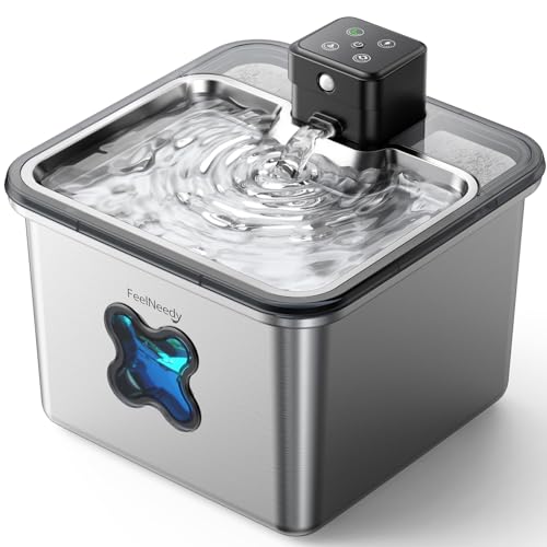 FEELNEEDY 3,2L Katzenbrunnen Edelstahl Kabellos mit Sensor, Trinkbrunnen für Katze mit Akku 4000mAh Katzen Batteriebetrieben Wasserbrunnen Super Leise mit Filter FEELNEEDY 3,2L Katzenbrunnen Edelstahl Kabellos mit Sensor, Trinkbrunnen für Katze mit Akku 4000mAh Katzen Batteriebetrieben Wasserbrunnen Super Leise mit Filter von FEELNEEDY