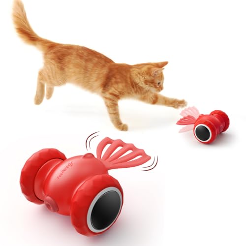 FEELNEEDY Katzenspielzeug Elektrisch, Interaktives Intelligenzspielzeug Elektronischem Spielzeug für Katzen Selbstbeschäftigung Goldfisch, für Katzenauslauf und Gegen Langeweile (Rot) von FEELNEEDY