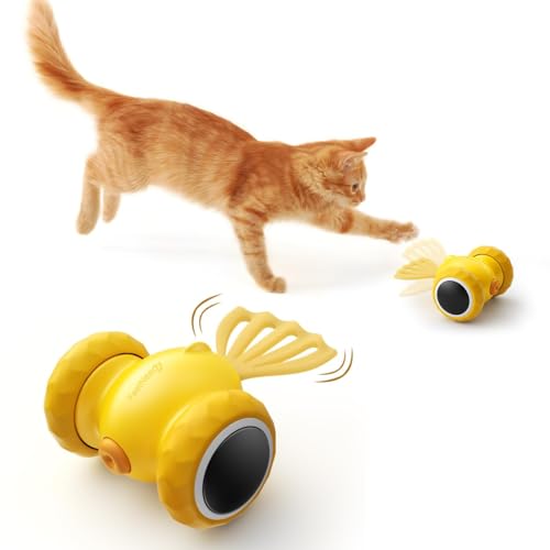 FEELNEEDY Katzenspielzeug Elektrisch, Interaktives Intelligenzspielzeug Elektronischem Spielzeug für Katzen Selbstbeschäftigung Goldfisch, für Katzenauslauf und Gegen Langeweile (Gelb) von FEELNEEDY