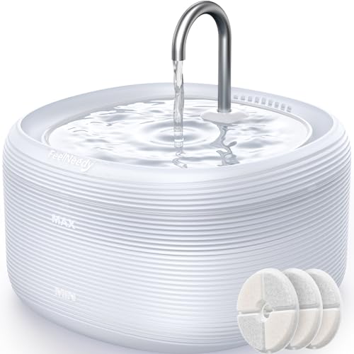 FEELNEEDY Katzenbrunnen 3,2L - Super Leiser Trinkbrunnen für KatzeMit Zwei Wasserflussmuster, BPA-freier Wasserautomat für Katzen von FEELNEEDY