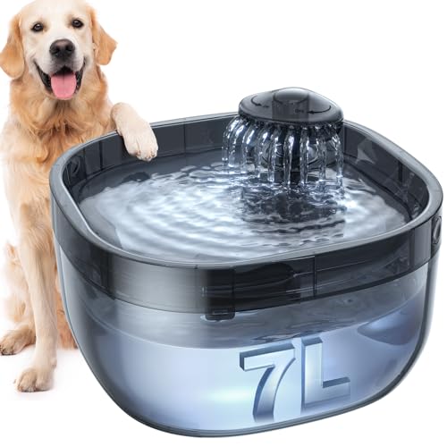 FEELNEEDY Trinkbrunnen für Hunde/Katzen 7L Wasserbrunnen mit led licht, Hundewasserspender 30dB Leise, Geeignet für die Verwendung mit Hunden oder Mehreren Katzen, mit 2 Filters von FEELNEEDY