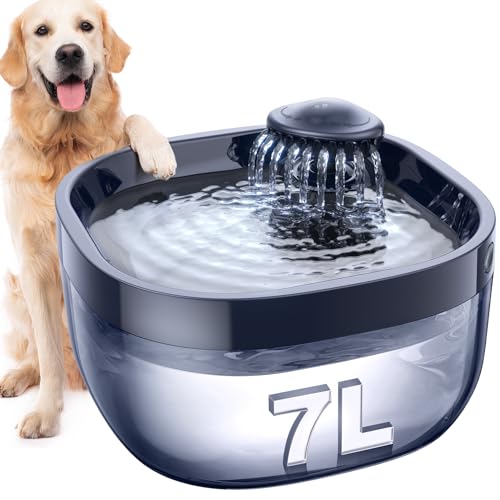 FEELNEEDY Trinkbrunnen für Hunde/Katzen 7L Wasserbrunnen mit led licht, Hundewasserspender 30dB Leise, Geeignet für die Verwendung mit Hunden oder Mehreren Katzen, mit 3 Filters von FEELNEEDY