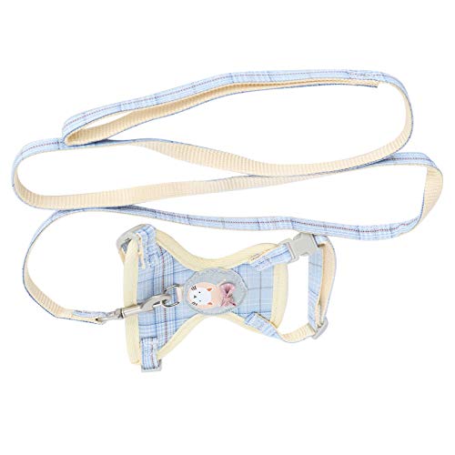 FEIP Gehendes Haustiergeschirr, Katzenweste mit Leine verstellbare Baumwolle zum Gehen für Haustierkätzchen(Blue Plaid, 1.5cm (Suitable for 7-16 kg)) von FEIP