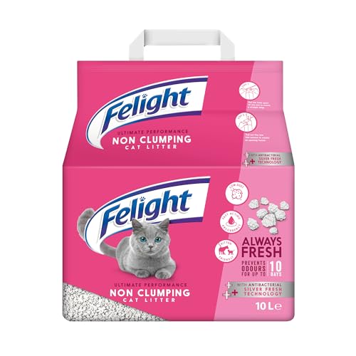Felight Katzenstreu mit antibakterieller Silverfresh-Technologie | verhindert Gerüche für bis zu 10 Tage | hergestellt in Großbritannien (10 l Beutel) von FELIGHT