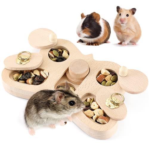 FELISTORY Holzspielzeug für kleine Haustiere – 4-in-1 interaktives Versteck-Leckerlis, Schnüffelspiel, geistige Stimulation, Spielzeug für Meerschweinchen, Kaninchen, Hamster, Ratten, Zuckergilder von FELISTORY