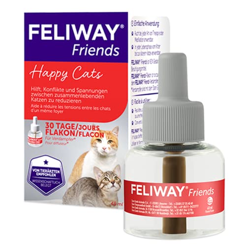 FELIWAY Friends Nachfüllflakon für Katzen | reduziert Konflikte & Spannungen wie Jagen, Kämpfen & Anstarren | reduziert Konfliktverhalten für glückliche Katzen | 48ml von Feliway