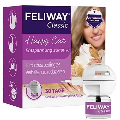 FELIWAY Classic 30 Tage Pheromon Verdampfer Start-Set, 48ml - Hilft Anzeichen von Stress bei Katzen und Kitten zu reduzieren, von Tierärzten empfohlen, klinisch getestet von FELIWAY