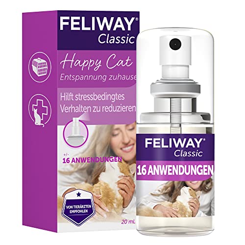 FELIWAY Classic Spray, 20ml - Für zusätzliche Entpannung, Zuhause und auf Reisen, von Tierärzten empfohlen, klinisch getestet von FELIWAY
