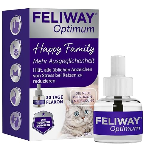FELIWAY Optimum 30 Tage Nachfüller für Pheromon Verdampfer, 48ml - Hilft Anzeichen von Stress bei Katzen und Kitten zu reduzieren, von Tierärzten empfohlen, klinisch getestet, für mehr Harmonie von FELIWAY