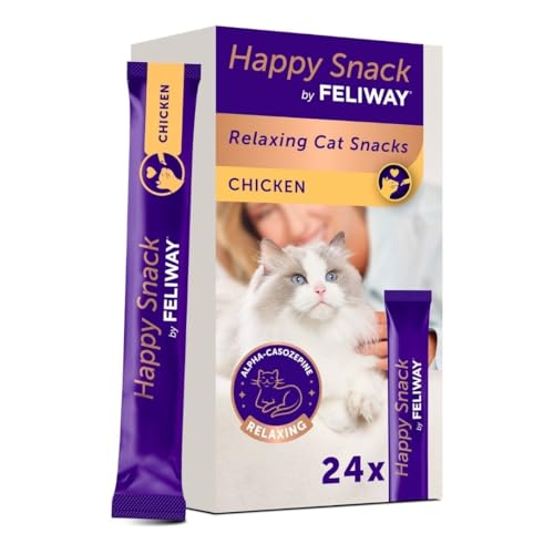 Happy Snack by FELIWAY Leckere und cremige Leckerlis für Katzen (24 Umschläge), hilft Katzen, Sich ruhiger zu fühlen und ihre Bindung zu verbessern. von FELIWAY