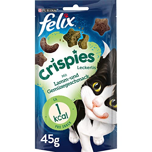 FELIX Crispies Katzensnack, Knusper-Leckerlie mit Lamm- und Gemüsegeschmack, 8er Pack (8 x 45g) von FELIX