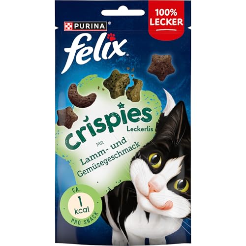 FELIX Crispies Katzensnack, Knusper-Leckerlie mit Lamm- und Gemüsegeschmack, 8er Pack (8 x 45g) von FELIX