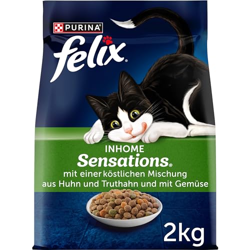 FELIX Inhome Sensations Katzenfutter trocken für Hauskatzen, mit Huhn & Gemüse, 6er Pack (6 x 2kg) von FELIX