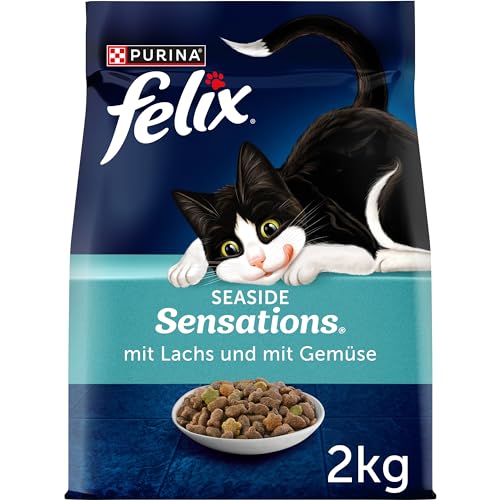 FELIX Seaside Sensations Katzenfutter trocken, mit Lachs und Gemüse, 6er Pack (6 x 2kg) von FELIX
