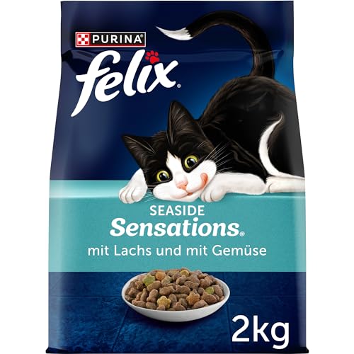 FELIX Seaside Sensations Katzenfutter trocken, mit Lachs und Gemüse, 6er Pack (6 x 2kg) von Felix