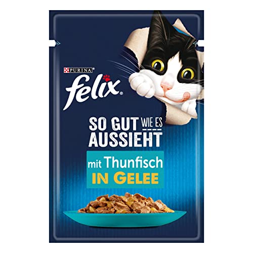 FELIX So gut wie es aussieht Katzenfutter nass in Gelee, mit Thunfisch, 26er Pack (26 x 85g) von FELIX