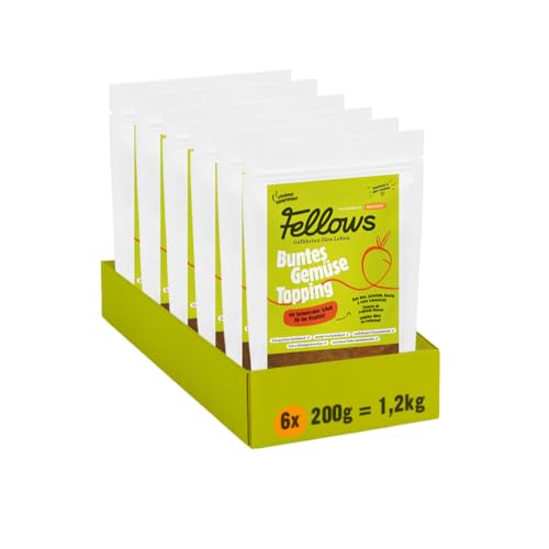 Fellows Buntes Gemüse Topping – Ergänzungsfuttermittel für Hunde, getreidefrei, ideal für Barf-Ernährung, Vitaminboost mit Karotten und Erbsen - 6 x 200 g von FELLOWS