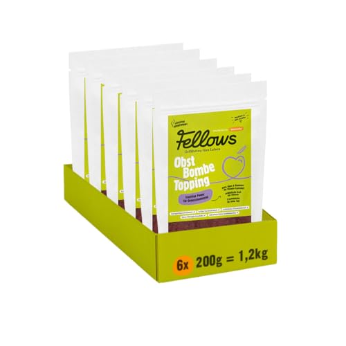 Fellows Obst Bombe Topping – Ergänzungsfuttermittel für Hunde, fruchtiger Vitaminboost mit Apfel, Birne und Blaubeere, fördert die Vitalität - 6 x 200 g von FELLOWS