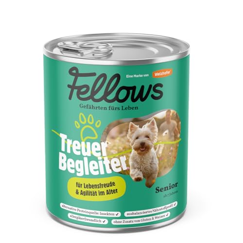 Fellows Treuer Begleiter Nassfutter für Hunde – Senior Hundenassfutter mit Insektenprotein, getreidefreie Rezeptur, leicht verdaulich (800 g (6er Pack)) von FELLOWS