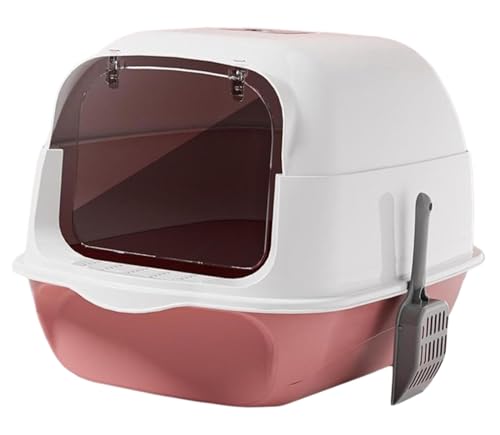 FENGJISUN Katzentoilette Katzenklo Katzentoilette Mit Kapuze, Kätzchentöpfchen, Großes Haustierzubehör, Abnehmbarer Sandkasten, Wiederverwendbar, Große Kapazität Katzen Zubehör(Pink) von FENGJISUN