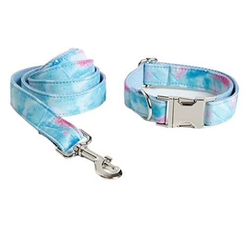 Hundehalsband und Leine, Druckmuster, für kleine und große Hunde, mit Metallschnalle, Fliege, Haustierleine (23–30 cm) von FENGJISUN