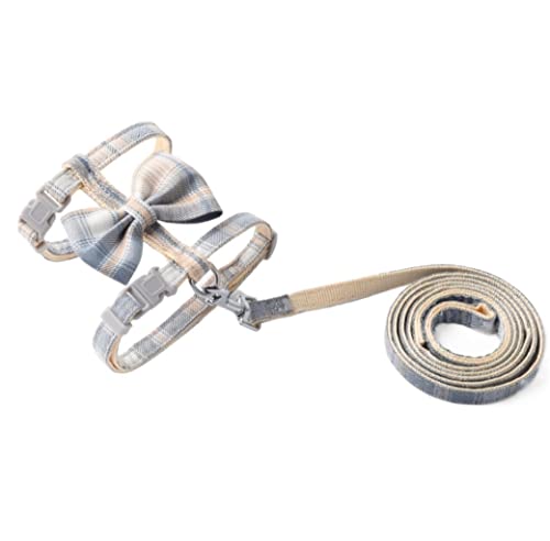 Hundeleine, personalisierbares Haustiergeschirr, Fliege, Halsband, Leine, Kotbeutel, funktionales Hunde-Traktionsset, individuelles Halsband, Haustierleine (Blau, 27–42 cm) von FENGJISUN