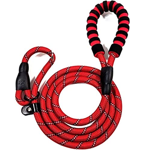 Hundeleine, verstellbar, für Haustiere, 2-in-1, gepolsterter Griff, reflektierend, rutschfest, für Hunde, Trainingsleine für Hunde, weiche Hundeleine (Rot, 0,8 x 140 cm) von FENGJISUN