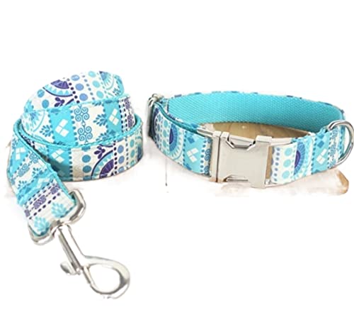 Hundeleine Blau Bedrucktes Böhmisches Hundehalsband Komfortables Halsband Haustierbedarf Weiche Halsband Hundeleine Verstellbare(23-30cm) von FENGJISUN