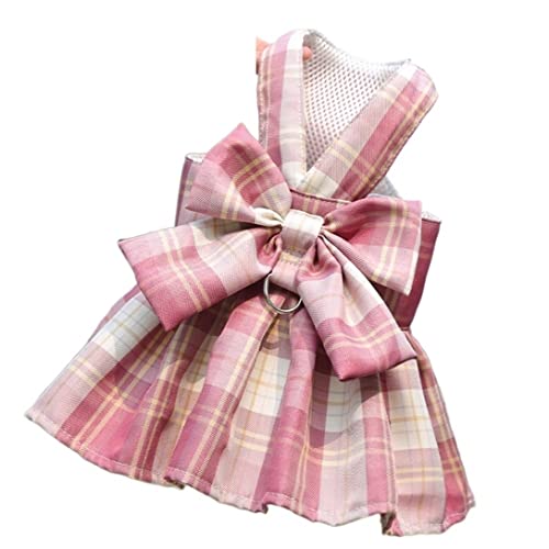 Hundeleine Bowknot Halsband Rock Niedliches Haustiergeschirr Mit Brustgurt Zugseil Katzen Hundekleidung Harness Hundeleine Verstellbare(Pink,32cm) von FENGJISUN