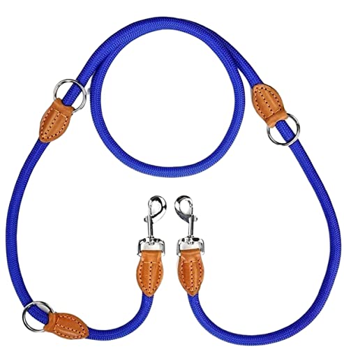 Hundeleine Doppelleine P Kette Halsband Zwei Hundeleine Nylon Einstellbar Lange Kurze Hundeleine Hundeleine Bindung Hundeleine Haustierleine (Blue) von FENGJISUN