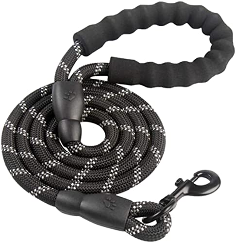 Hundeleine Haltbare Hundeleine Für Groß Hund Golden Retriever Medium Halsband Für Großen Hund Leine Starke Reflektierende Führende Haustierleine (Black) von FENGJISUN