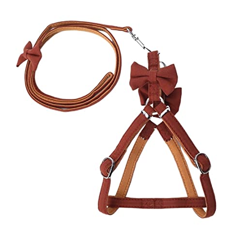 Hundeleine Haustier Leine Mode Zweifarbige Matching Bowknot Walking Hund Katzengeschirr Gepolsterte Kordelzug Hundeleine Verstellbare(Rot,40-55cm) von FENGJISUN