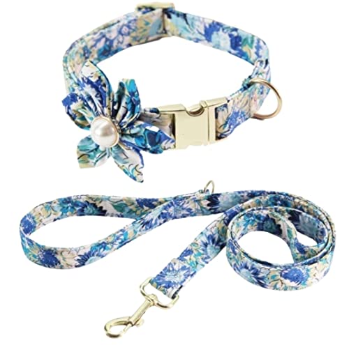 Hundeleine Hundehalsband für Haustiere Weiches Halsband Reflektierendes Halsband und Leine Set Verstellbares Halsband für Haustiere Hundeleine Verstellbar(Blue,30-50cm) von FENGJISUN